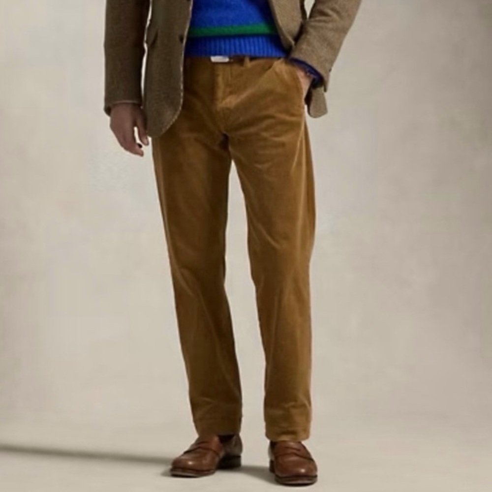 Polo Ralph Lauren Corduroy Stretch Classic Fit Pants Tan Straight Leg-38x34